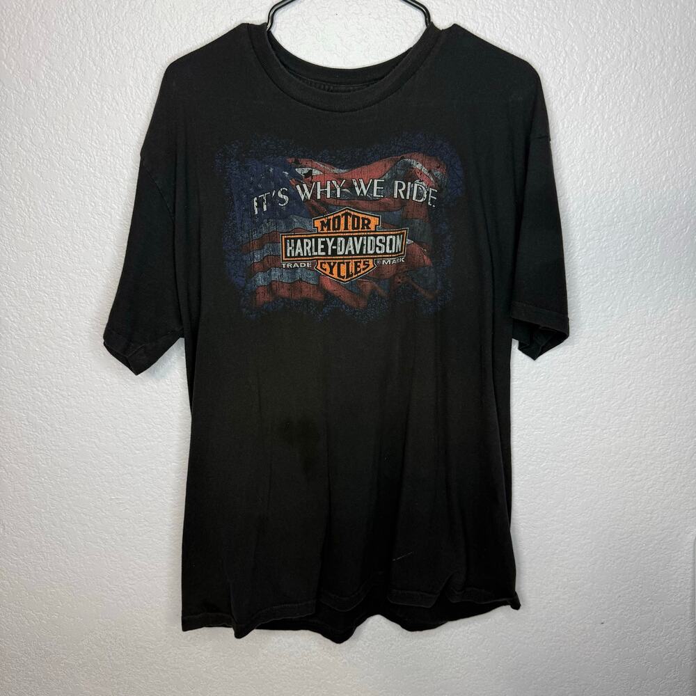 Harley Davidson Sheldons Auburn MA Dealer T Shirt Black Patriotic USA XL